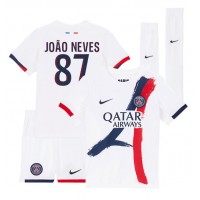 Paris Saint-Germain Joao Neves #87 Udebane Trøje Børn 2024-25 Kortærmet (+ Korte bukser)